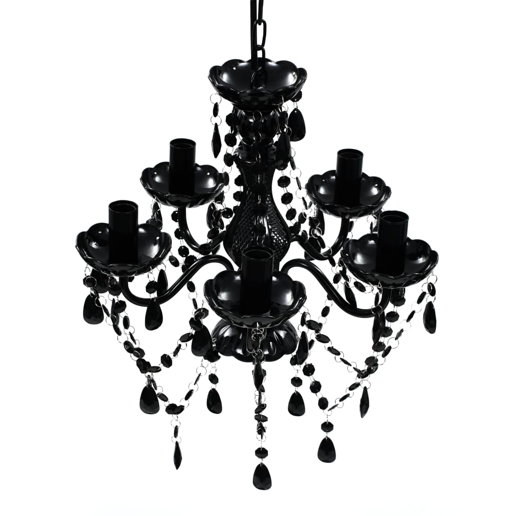 vidaXL Chandelier 5 Bulbs Black
