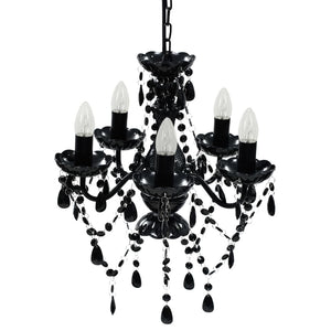 vidaXL Chandelier 5 Bulbs Black