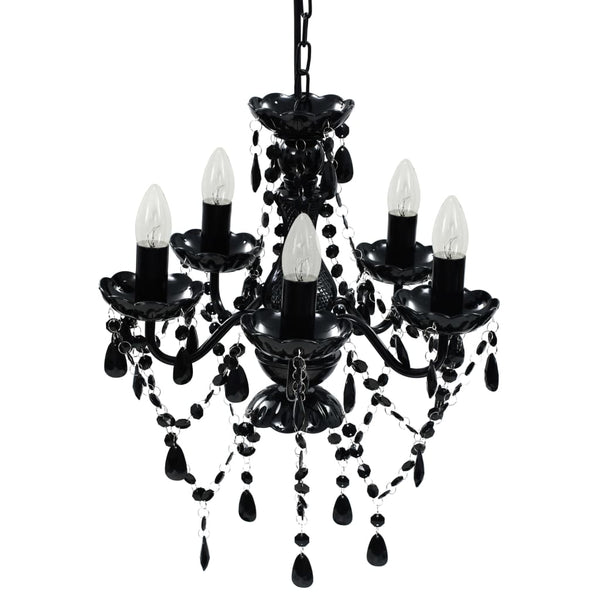 vidaXL Chandelier 5 Bulbs Black
