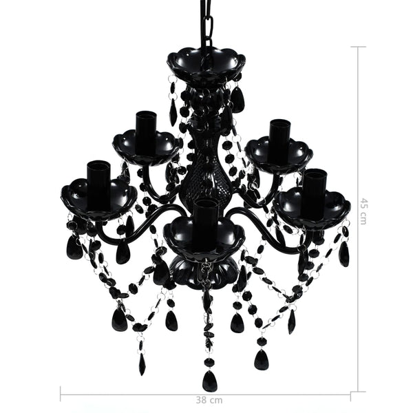vidaXL Chandelier 5 Bulbs Black