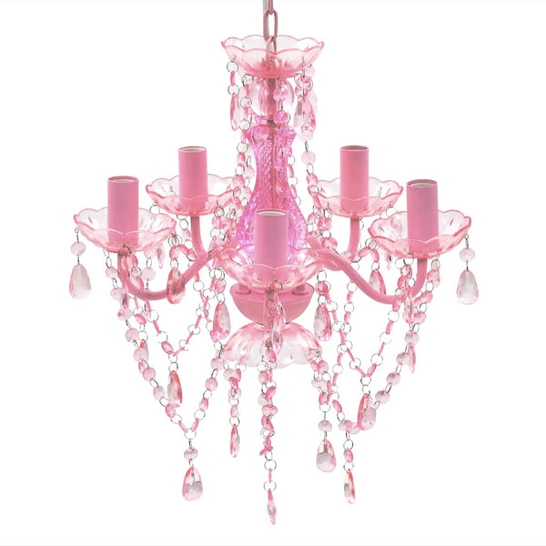 vidaXL Chandelier with 5 Bulbs Pink