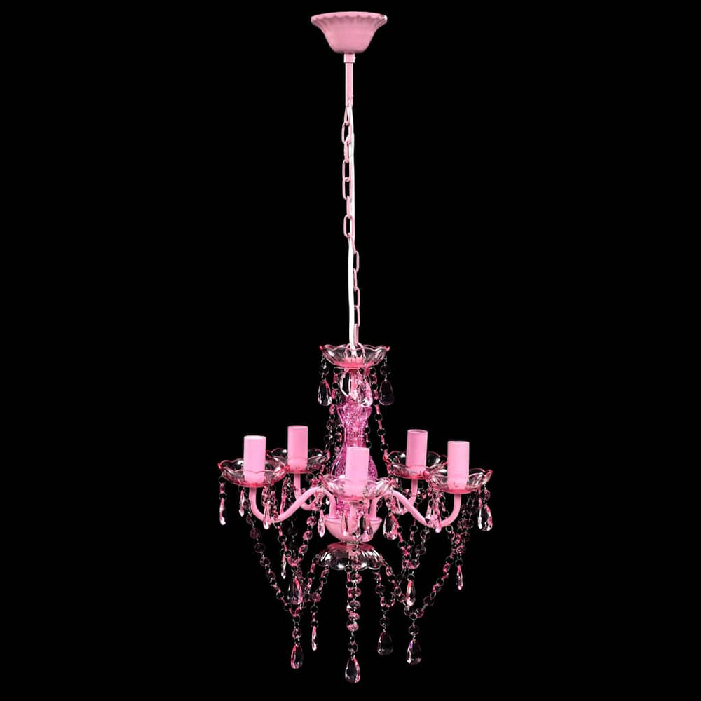 vidaXL Chandelier with 5 Bulbs Pink