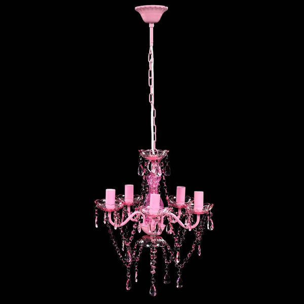 vidaXL Chandelier with 5 Bulbs Pink