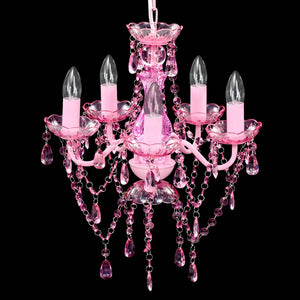 vidaXL Chandelier with 5 Bulbs Pink