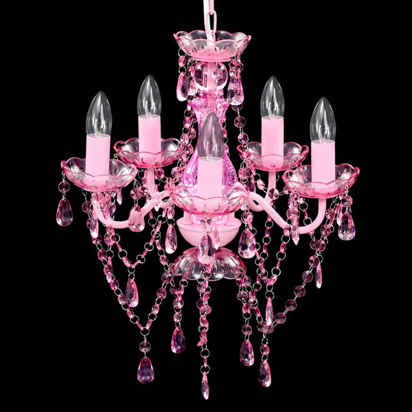 vidaXL Chandelier with 5 Bulbs Pink