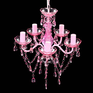 vidaXL Chandelier with 5 Bulbs Pink