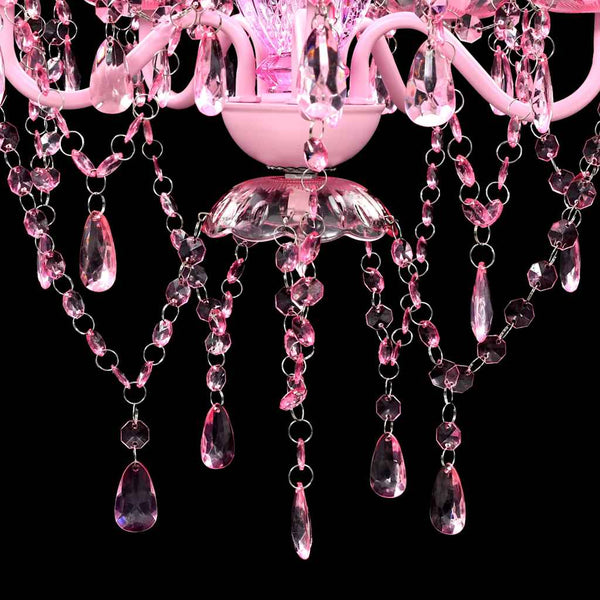 vidaXL Chandelier with 5 Bulbs Pink