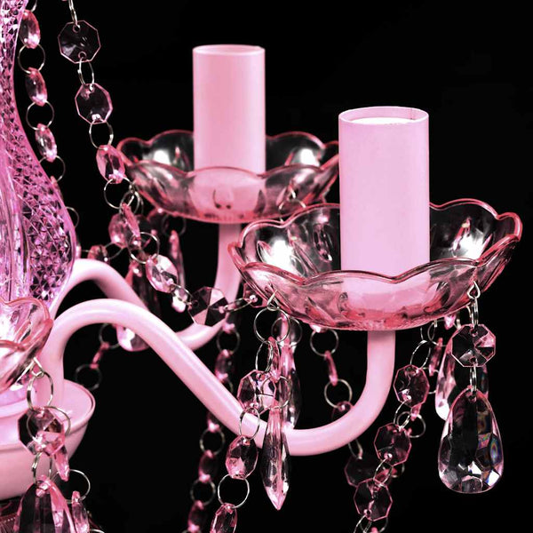 vidaXL Chandelier with 5 Bulbs Pink