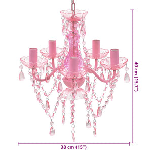 vidaXL Chandelier with 5 Bulbs Pink