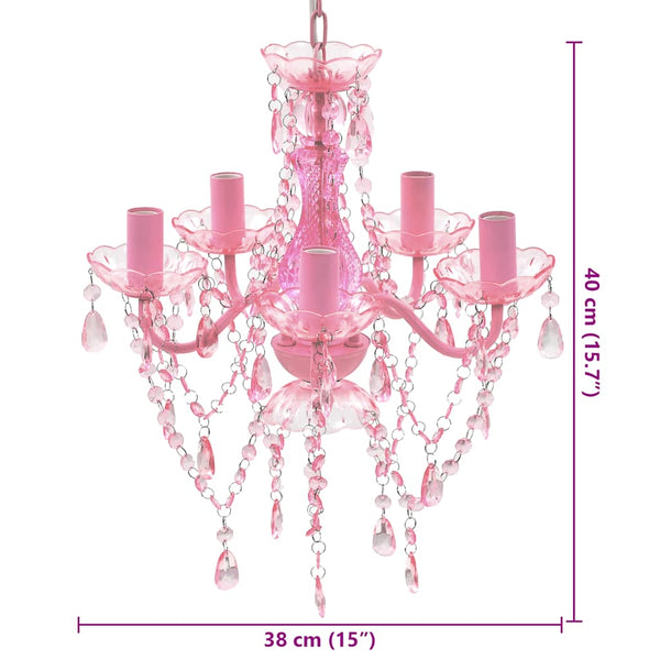 vidaXL Chandelier with 5 Bulbs Pink