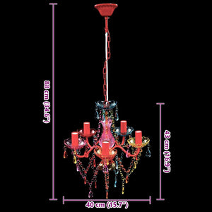 vidaXL Chandelier 5 Bulbs Multicolored