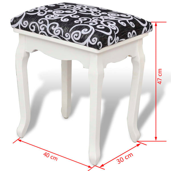 vidaXL Vanity Stool Black Fabric
