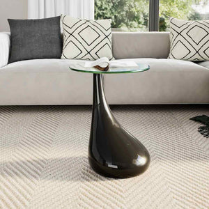 vidaXL Coffee Table with Round Glass Top High Gloss Black