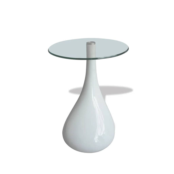 vidaXL Coffee Tables 2 pcs. with Round Glass Top High Gloss White