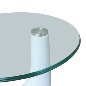 vidaXL Coffee Tables 2 pcs. with Round Glass Top High Gloss White