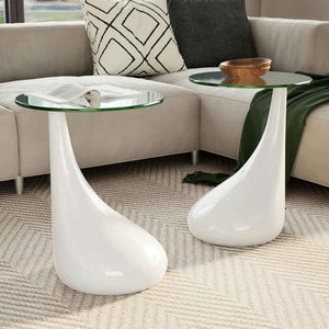 vidaXL Coffee Tables 2 pcs. with Round Glass Top High Gloss White