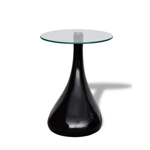 vidaXL Coffee Tables 2 pcs. with Round Glass Top High Gloss Black