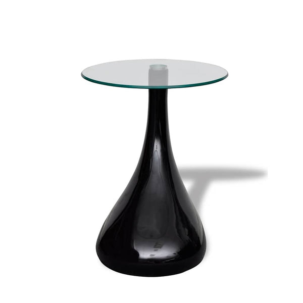 vidaXL Coffee Tables 2 pcs. with Round Glass Top High Gloss Black