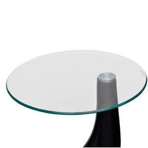 vidaXL Coffee Tables 2 pcs. with Round Glass Top High Gloss Black