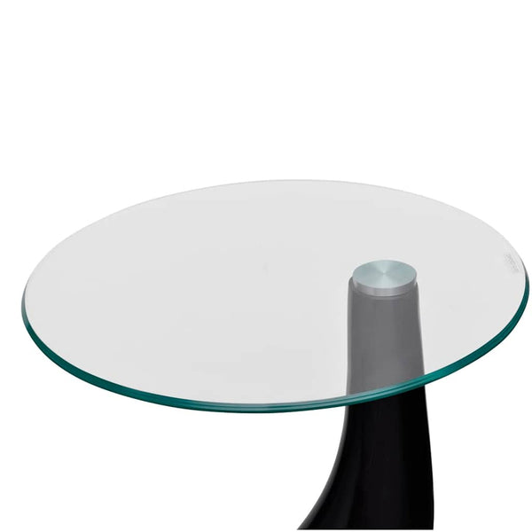vidaXL Coffee Tables 2 pcs. with Round Glass Top High Gloss Black