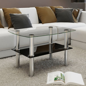 vidaXL Coffee Table with Storage Glass