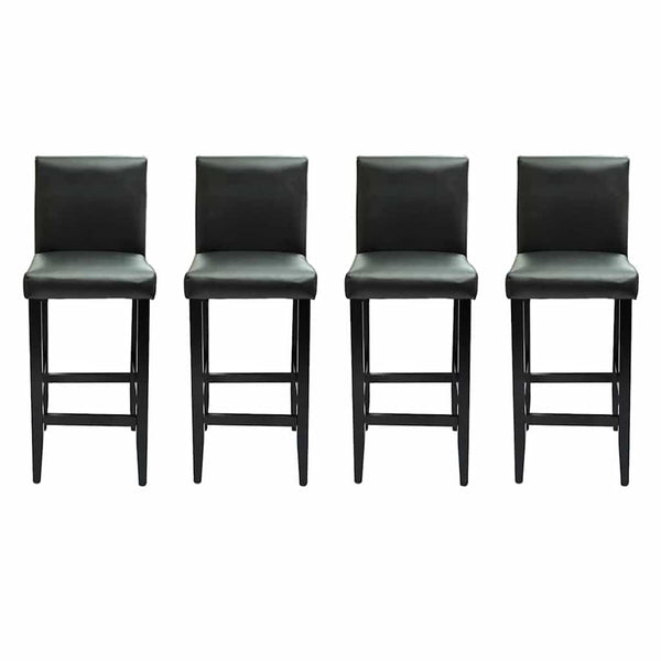 vidaXL Bar Stools 4 pcs Black Faux Leather