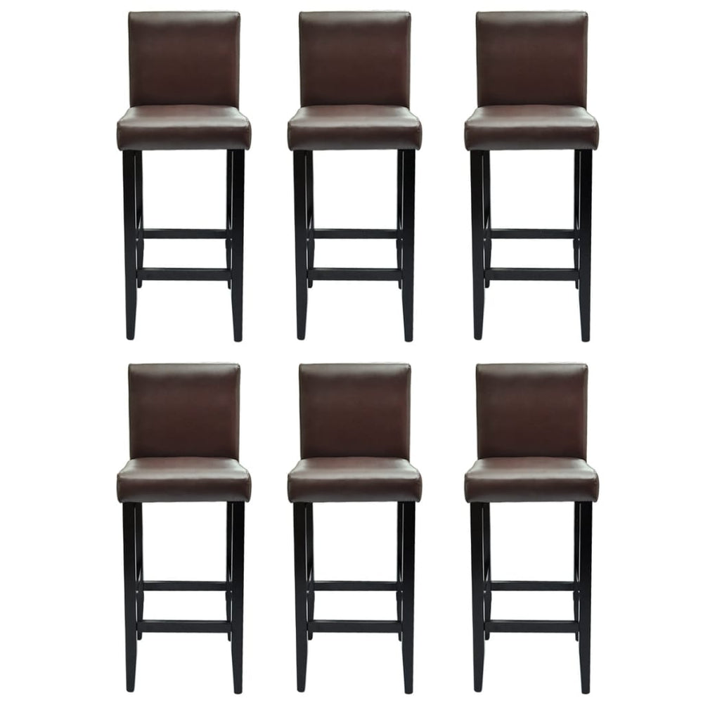 vidaXL Bar Stools 6 pcs Brown Faux Leather