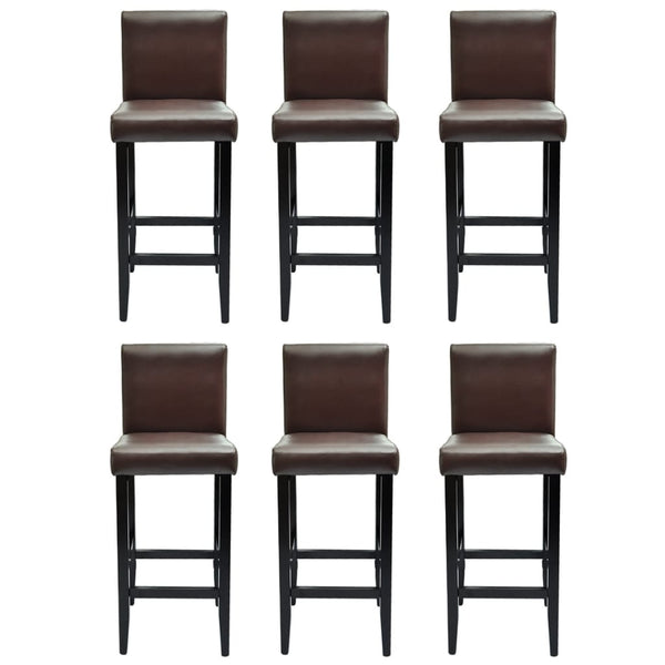 vidaXL Bar Stools 6 pcs Brown Faux Leather
