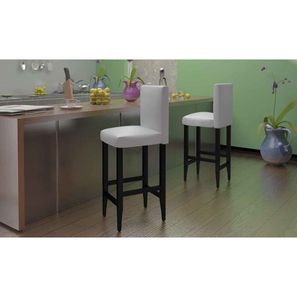 vidaXL Bar Stools 4 pcs. White Faux Leather
