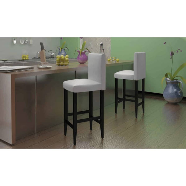 vidaXL Bar Stools 6 pcs White Faux Leather