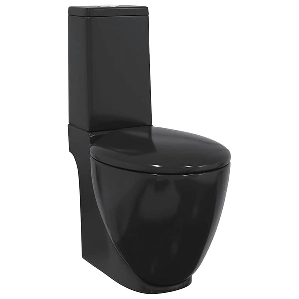 vidaXL Ceramic Toilet Horizontal Outlet Black