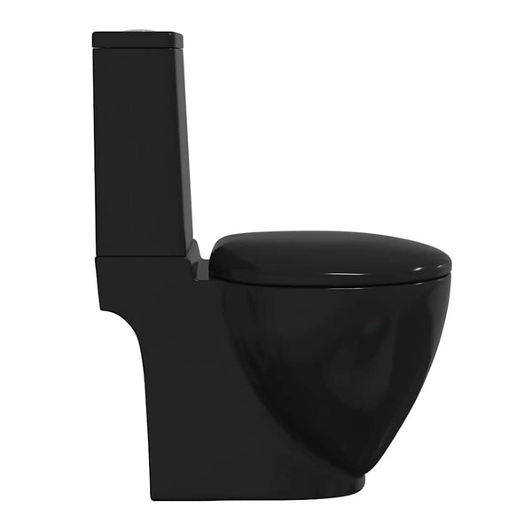 vidaXL Ceramic Toilet Horizontal Outlet Black