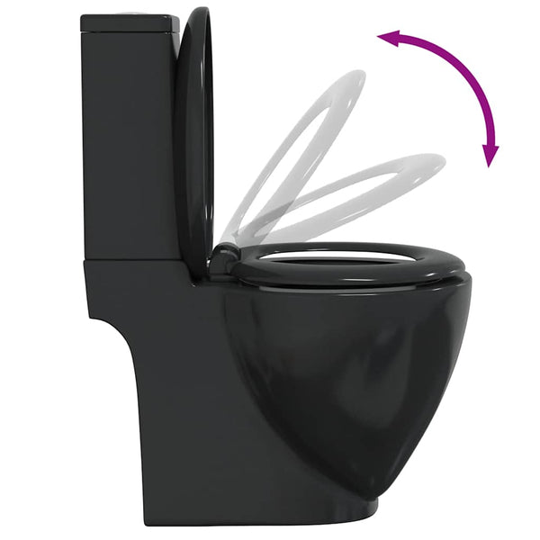 vidaXL Ceramic Toilet Horizontal Outlet Black