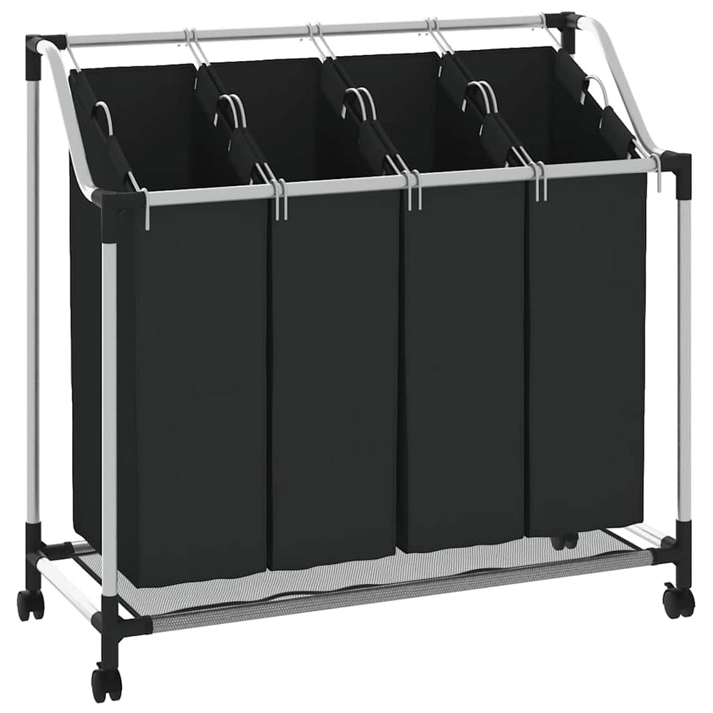 4-Compartment Black Laundry Sorter