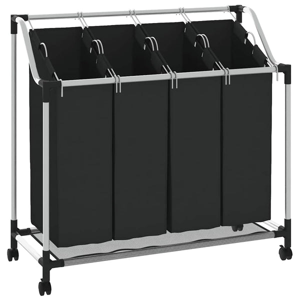4-Compartment Black Laundry Sorter