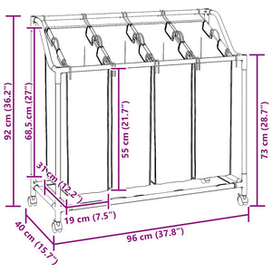4-Compartment Black Laundry Sorter