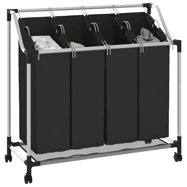 4-Compartment Black Laundry Sorter