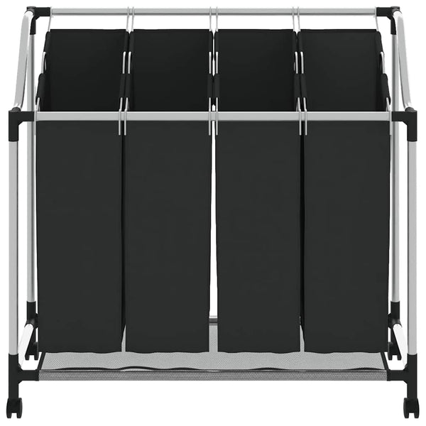 4-Compartment Black Laundry Sorter