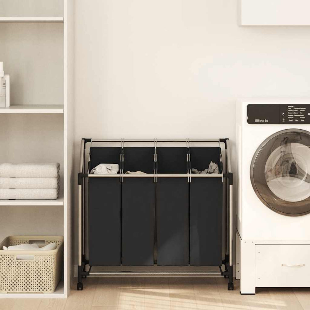 4-Compartment Black Laundry Sorter
