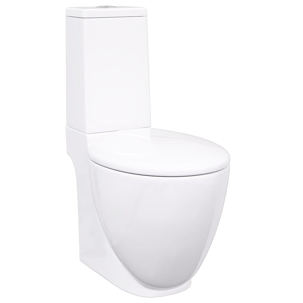 vidaXL Ceramic Toilet Horizontal Outlet White