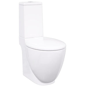 vidaXL Ceramic Toilet Horizontal Outlet White