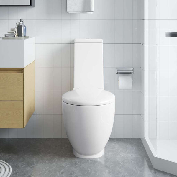 vidaXL Ceramic Toilet Horizontal Outlet White