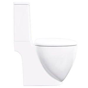 vidaXL Ceramic Toilet Horizontal Outlet White