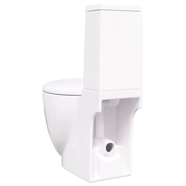 vidaXL Ceramic Toilet Horizontal Outlet White
