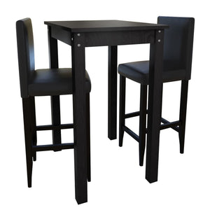 Bar Set Bar Table with 2 Bar Stools Black