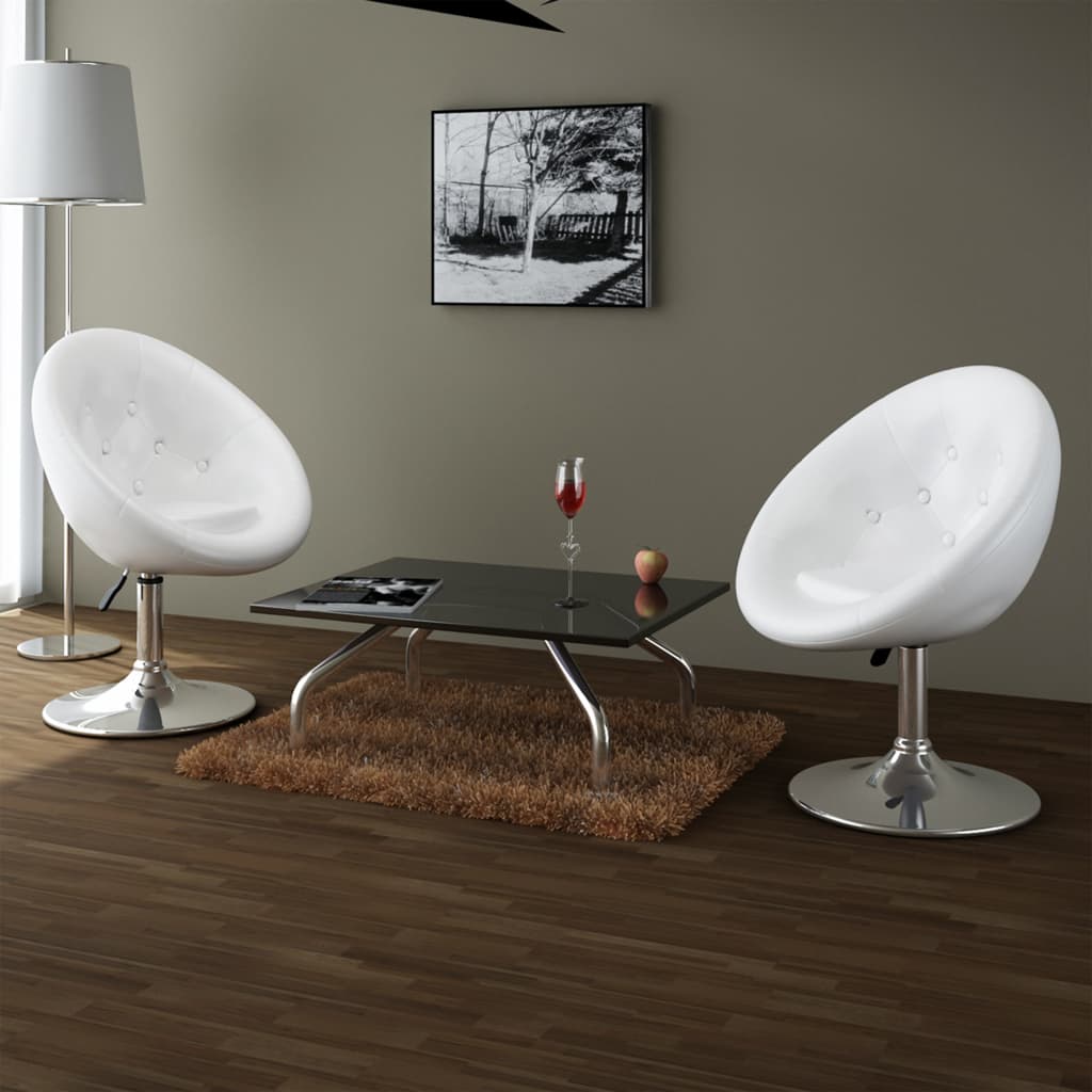 vidaXL Cocktail Armchairs 2 pcs White Faux Leather