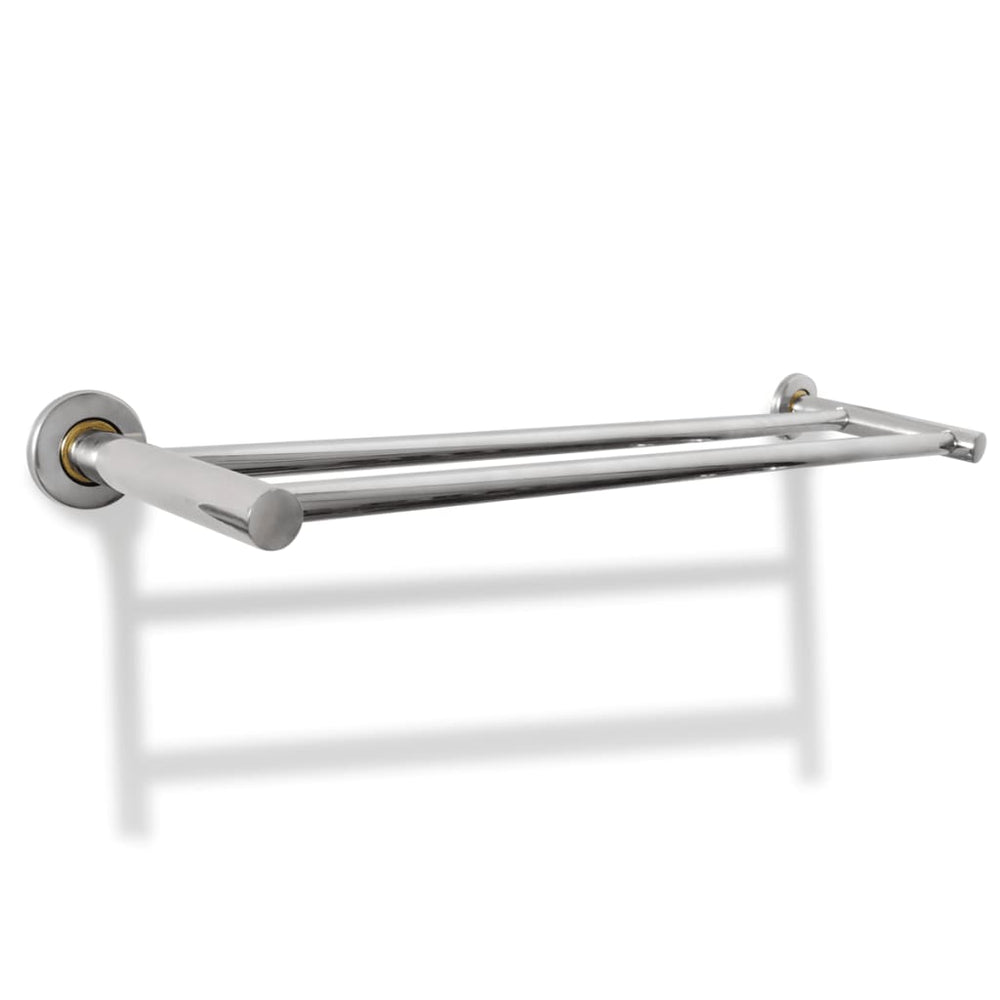 vidaXL Towel Rack with 2 Bars Stainless Steel