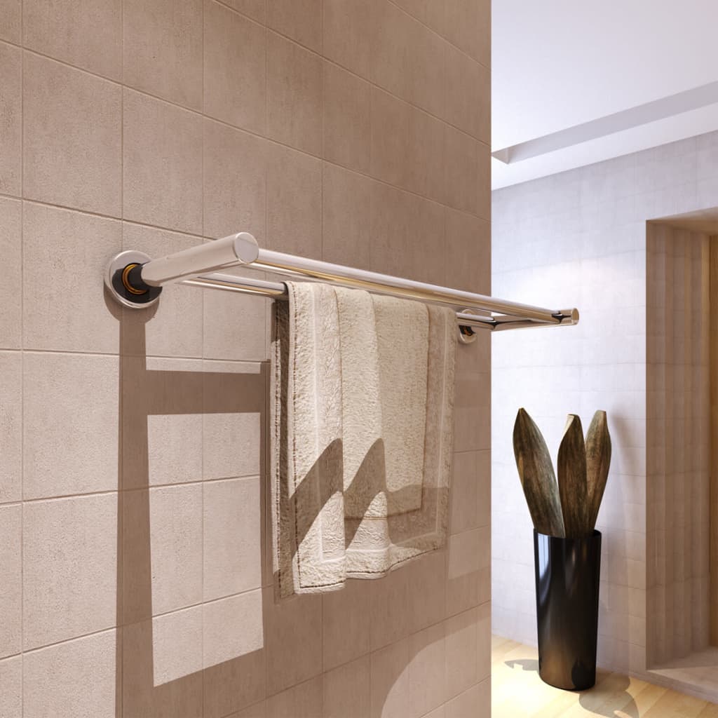 vidaXL Towel Rack with 2 Bars Stainless Steel