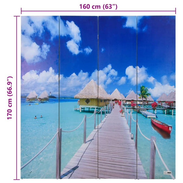 vidaXL Folding Room Divider 160 x 170 cm Beach