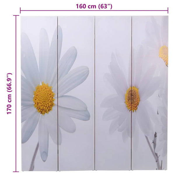 vidaXL Folding Room Divider 160 x 170 cm Flower